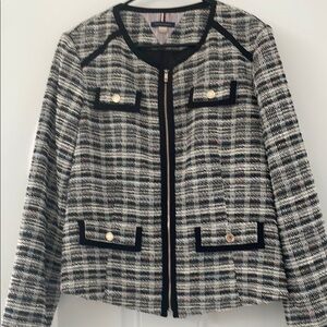 Tommy Hilfiger Black and White Blazer with Modern Plaid Design